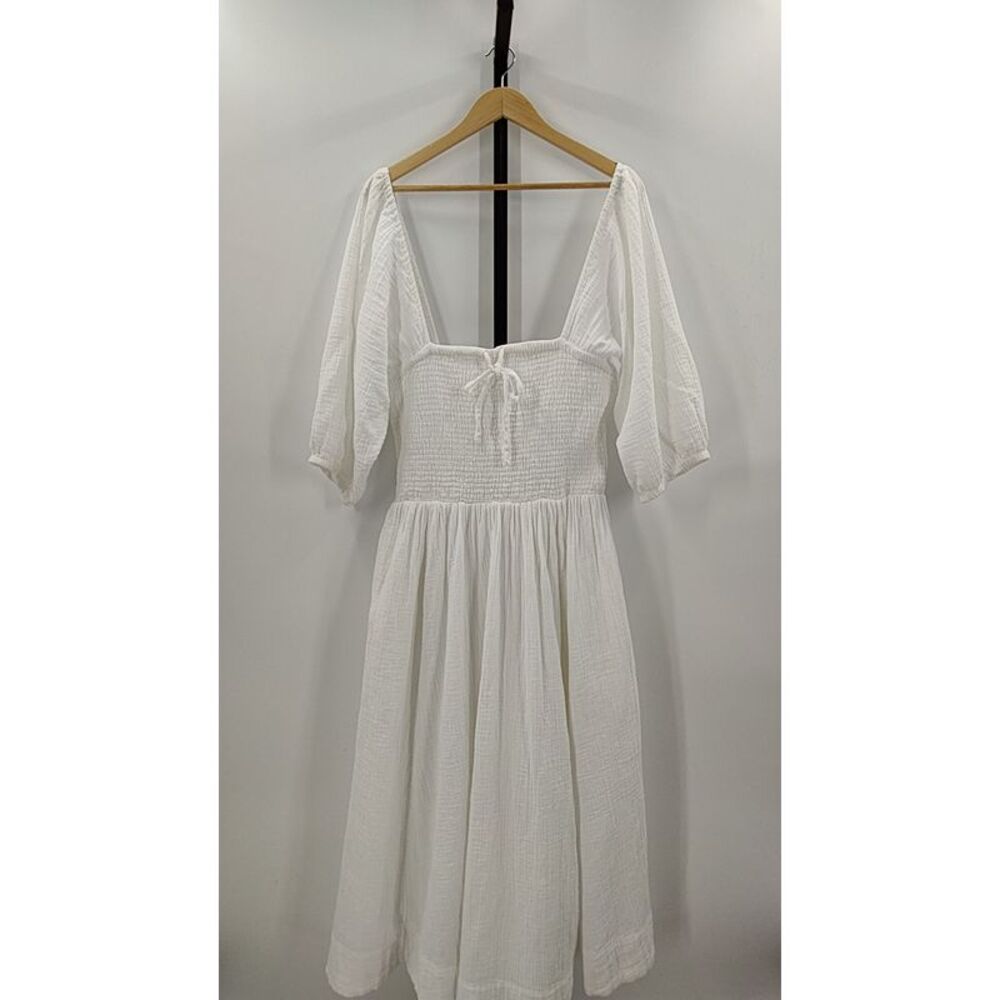 Quince White Puff Sleeve Dress